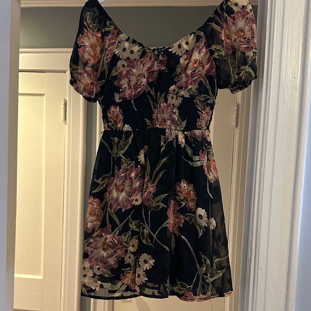 As U Wish Black Floral Dress